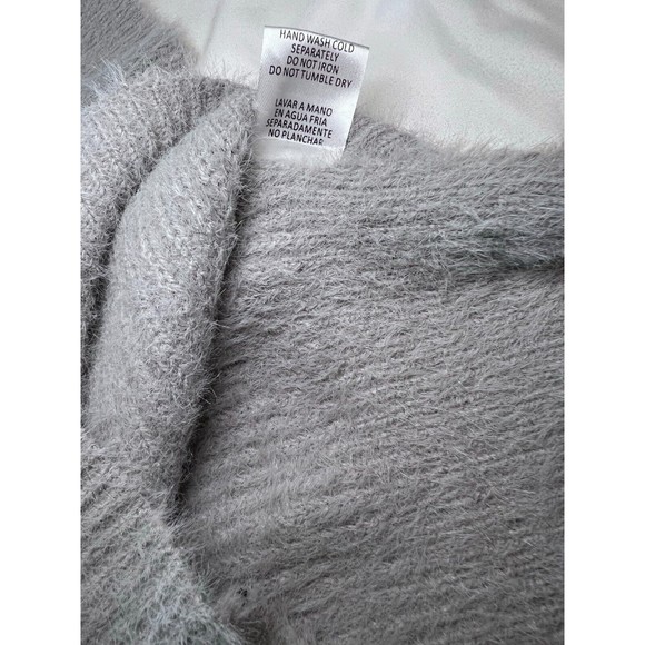 After Market Womens M Pullover Gray Sweater Long Sleeve Ribbed Cozy Fluff Finish - Picture 7 of 8